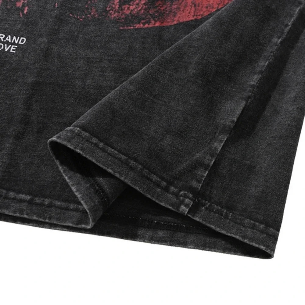 Lip Print Pattern Washed T Shirt Vintage Loose Tank Top Casual Sleeveless Cotton Tshirt Hip Hop Streetwear Oversize Tops Vest 250415