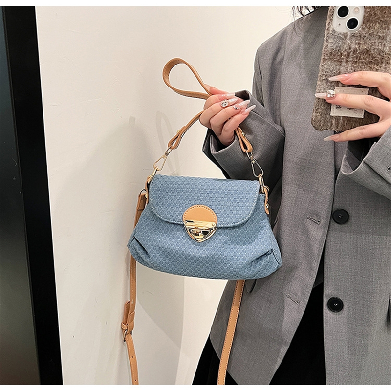 Designer free shipping designer for womens 2025 new shoulder crossbody denim saddle bag versatile fashionable and simple