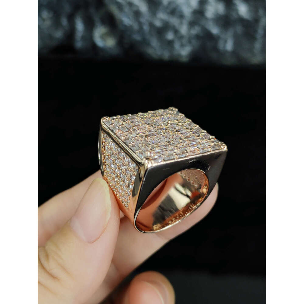 DHcollections Diamond Studded Men's Exaggerated Personality, Generous Block, Cool Ring, Hip-hop Trendy Bracelet