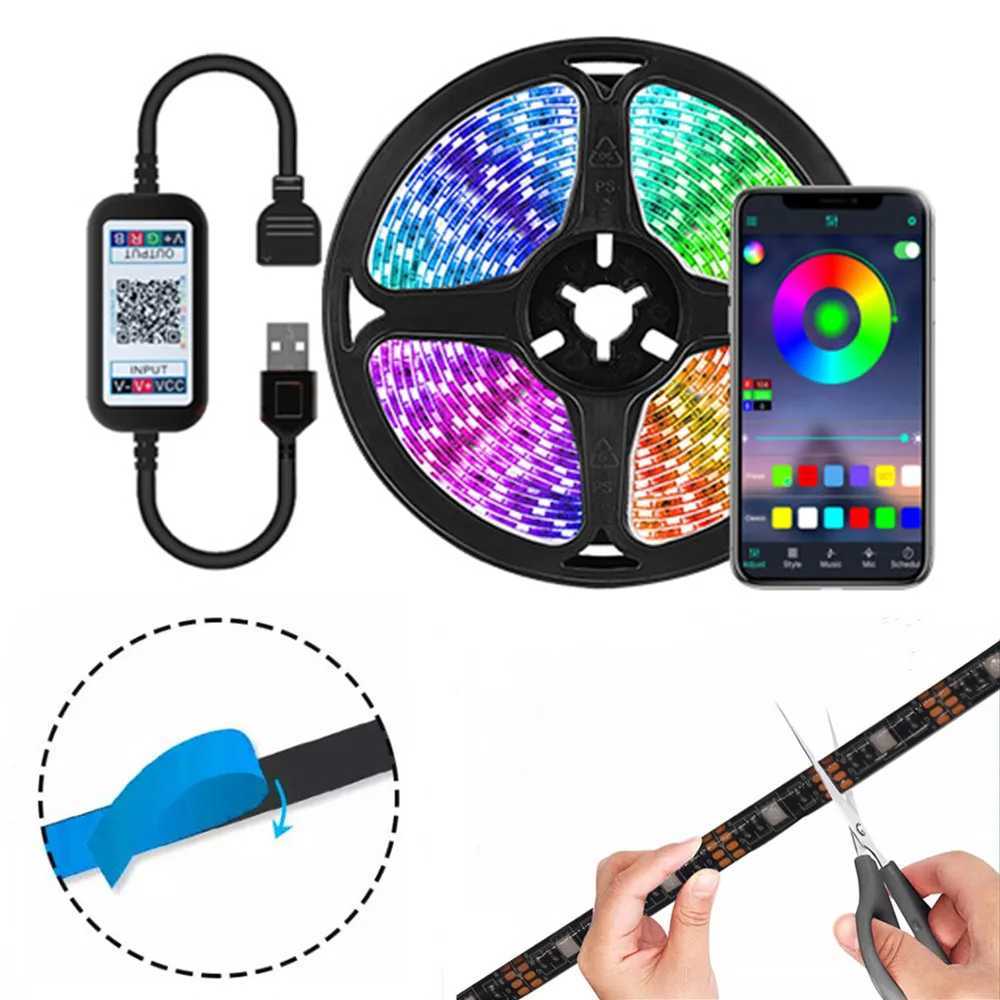 5V 5050 RGB LED strip light USB power remote control 5m 10m light with TV backlight holiday decoration 0.5/1/2/3m black PCB Z250416