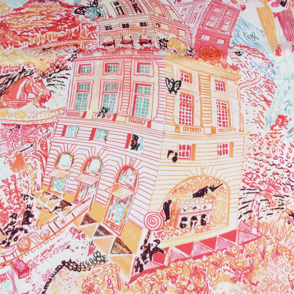 Silk Scarf for Women Forecast City Print Square Scarf Head Echarpes Silk Fountain Womens Bag Beach Shawl Bandana Womens Headscarf 90CM S25415 - view 5