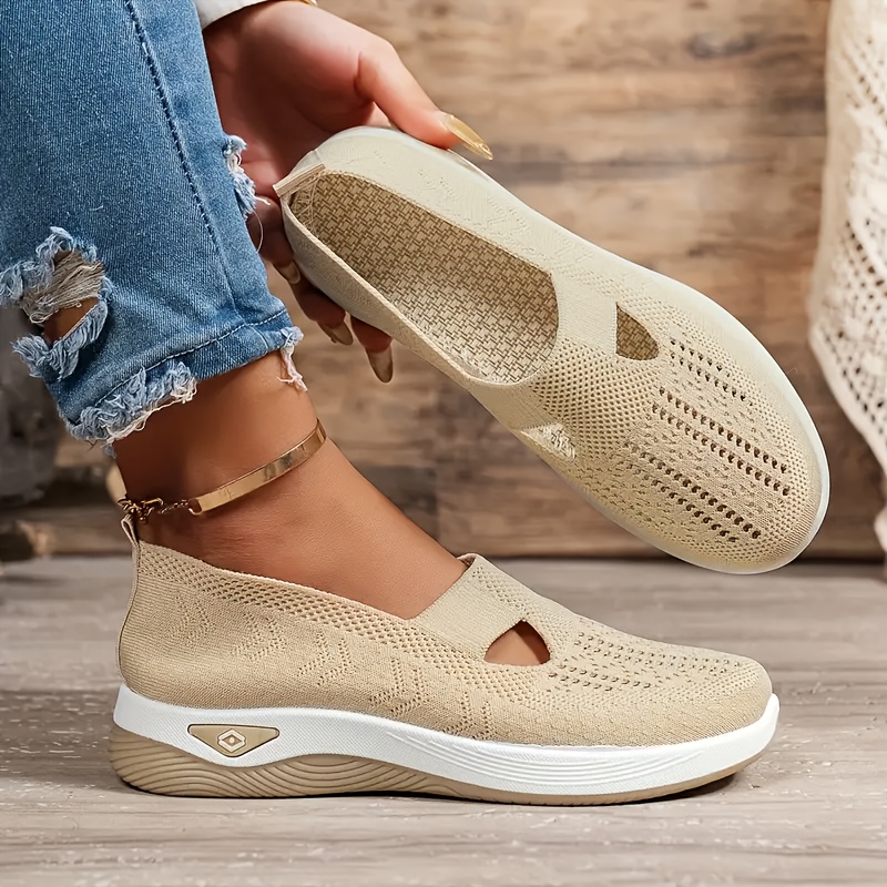 Breathable Lightweight HollowOut Slip-On Sneakers for Women Plus Size Casual Shoes with Embroidery Detail AllSeason