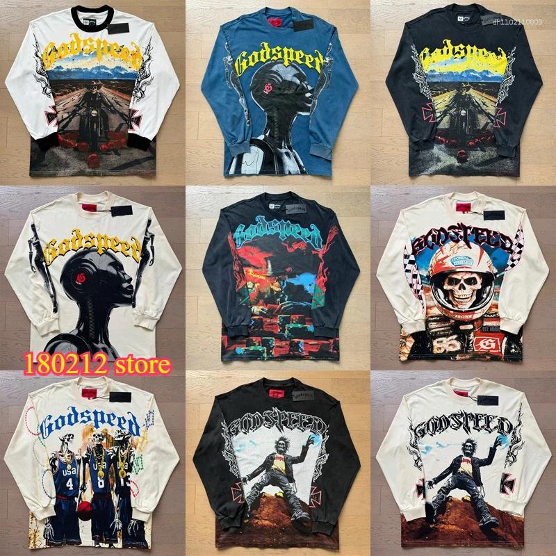 Men's Hoodies Long Sleeve Multi Versions God Speed T-shirt Men Women Black Blue Apricot T Shirt Classic Streetwear Godspeed Clothes Tops