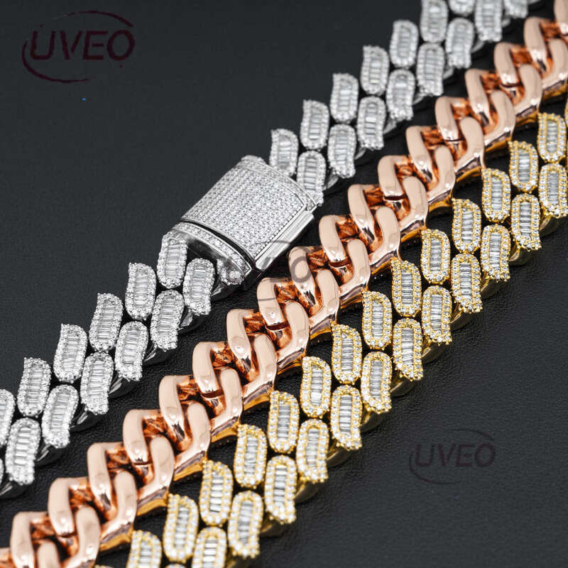 Iced Out Sterling Silver VVS Gold 925 Jewelry Moissanite Cuban Ring Hip Hop Pass Diamond Tester Pendant Cuban Link Chains Fashion Mens Gift