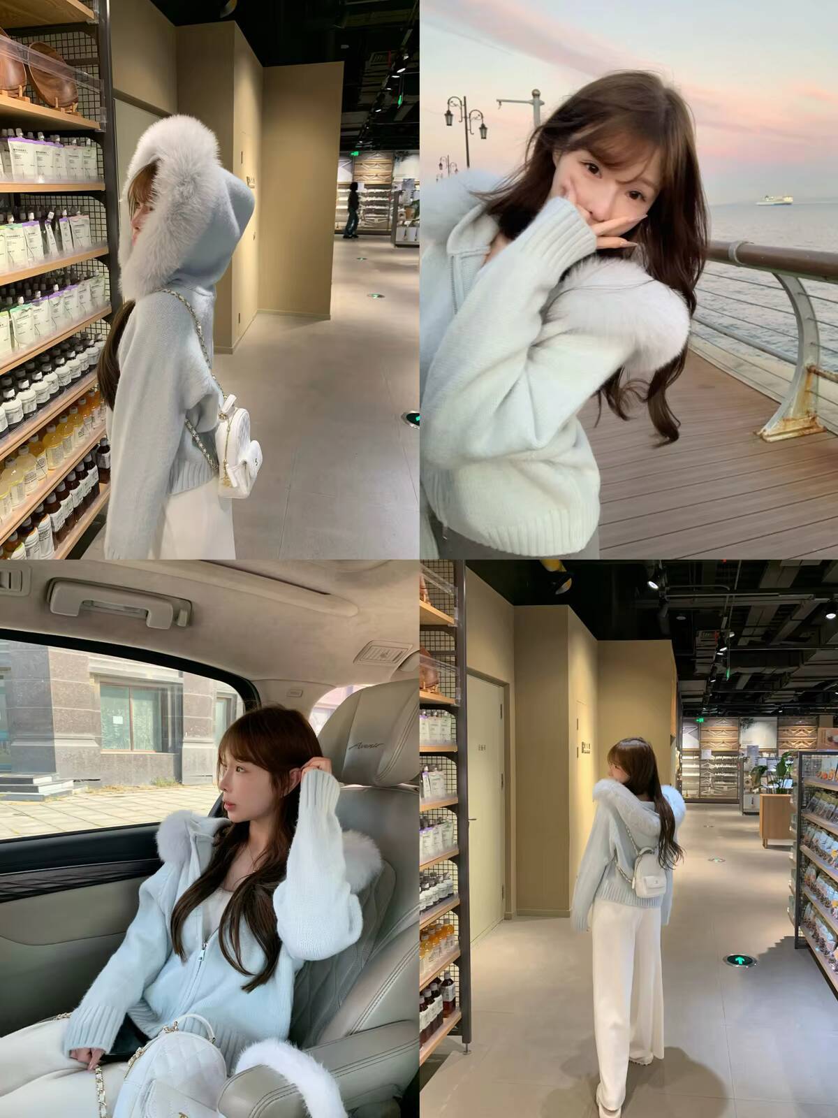 Womens Slim Fit Winter Cropped Wool Knitted Coat Hood Warm Puff Sleeve Jacket Fluffy Faux Fur Collar Sweater Womens Cardigan