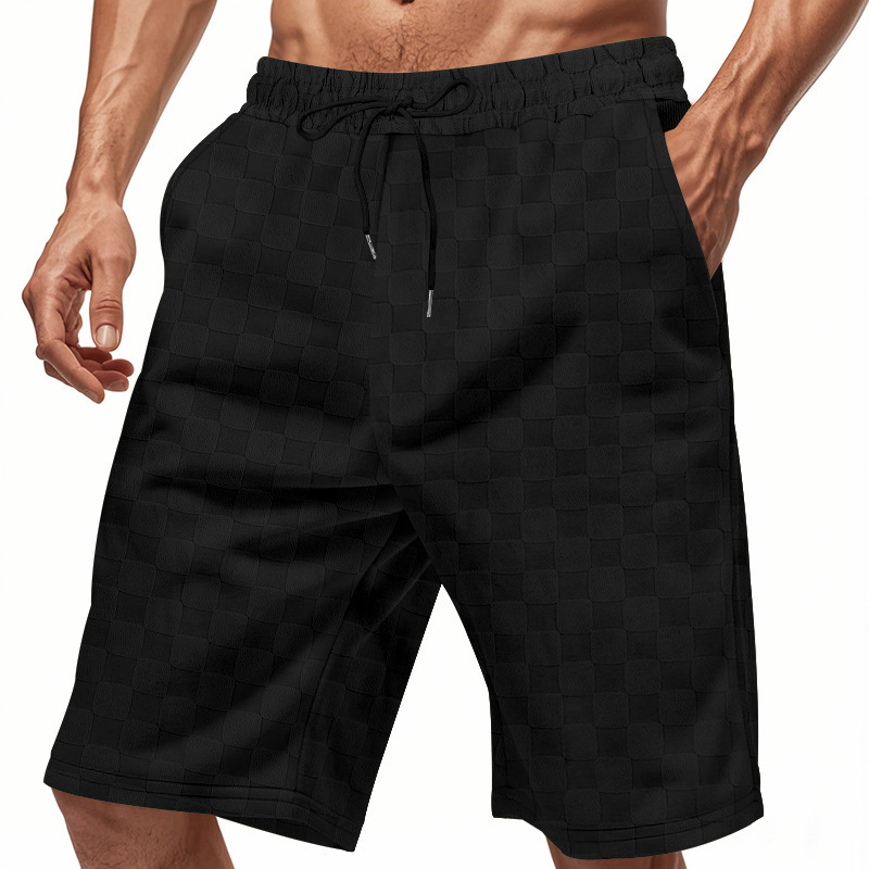 American summer loose casual jacquard checkerboard five quarter men's shorts