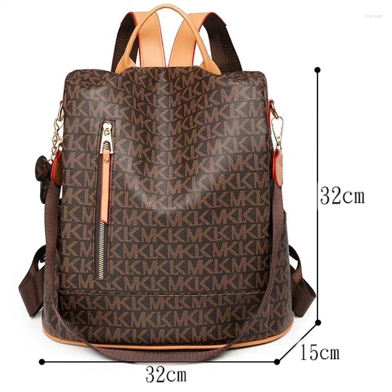 School Bags Luxury Women's Designer Letter Printing Backpacks With Delicate PVC Fabric Knapsack Burglar Proof Bookbag Travel Bag Sac A Dos