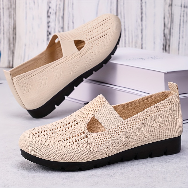 Women's Breathable Slip On Shoes Comfortable Flat Casual Shoes with Detailing, Rubber Sole Fabric Insole