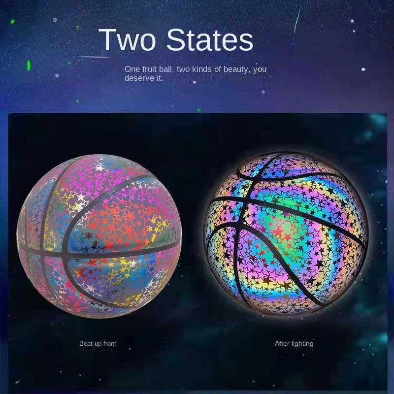 Reflective basketball glowing luminous ball moisture absorption color adult No 7 training basketballW251115