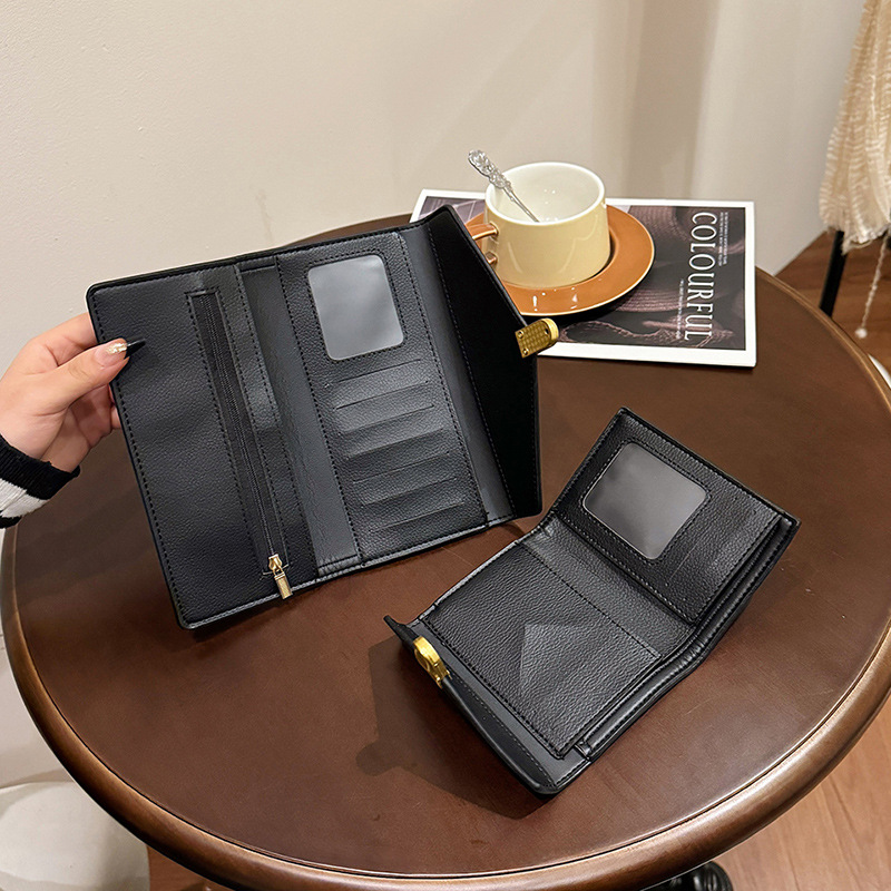 Multifunctional luxury new fashionable designer women's coin purse with lock and card slots, cardholder wallet, men's vintage wallet.