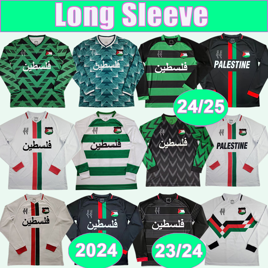 24 25 Palestine Mens Long Sleeve Soccer Jerseys National Team O. KHAROUB M. BATTAT 23 24 Special Retor Edition Foootball Shirts Adult Uniforms