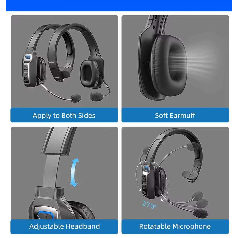 Wireless earphones with noise reduction function and phone mute microphone, car Bluetooth earphones, suitable for truck drivers, home offices Skype