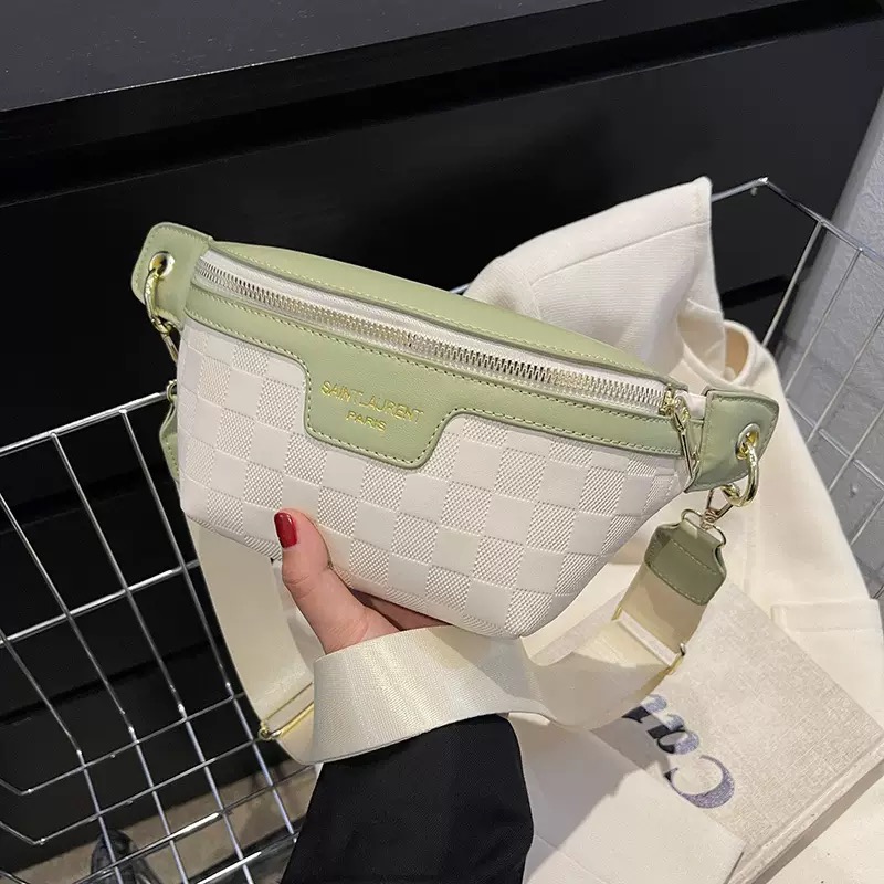 hot Bag female new fashion niche wide shoulder strap crossbody dia zipper leisure texture large capacity chest bag