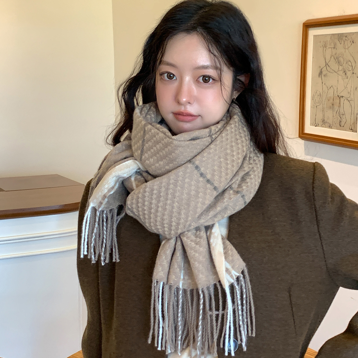 Z033 Spring and Autumn new style small fragrance style floral print square scarf for women literary style retro niche travel photography matching scarf