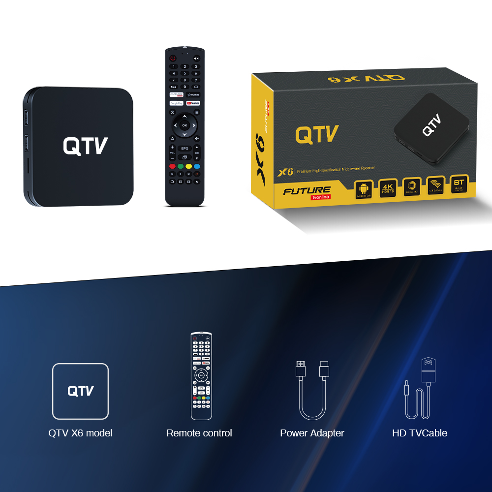 QTV X6 Android 12.0 TV Box Bluetooth Remote Middleware Receiver Allwinner H618 2GB 16GB 2.4G 5G WiFi 4k OTT Media Streamer Box