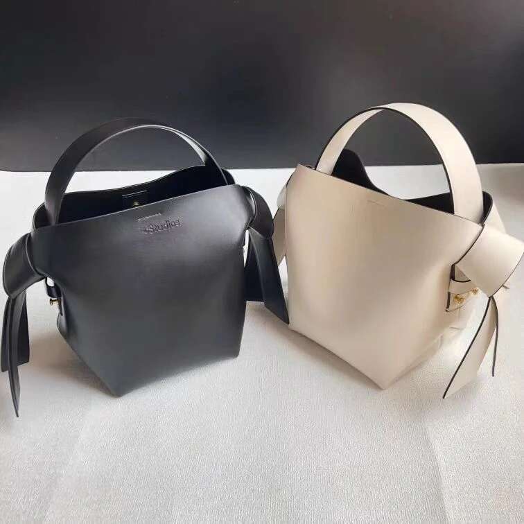 Women's Aesthetic Brand Swedish Bowknot Basket Vintage Tote Studios Shoulder Crossbody Soft Leather Lsatchel Bag