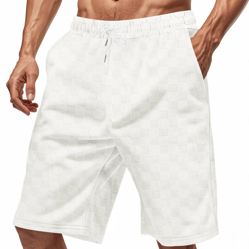 American summer loose casual jacquard checkerboard five quarter men's shorts