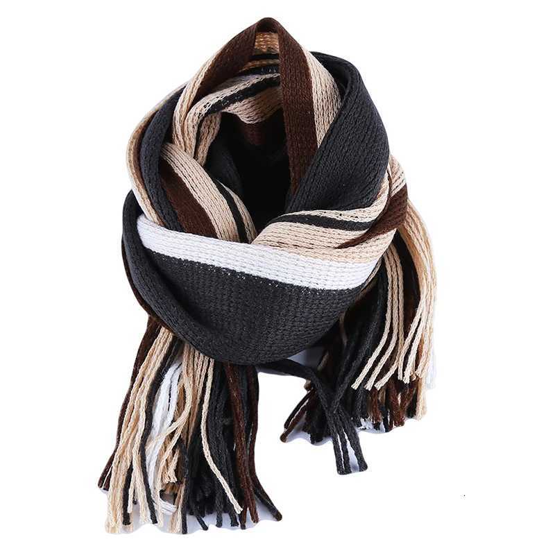 Luxury Classic Mens Scarf Winter Warm Faux Acrylic Soft Tassel Long Shawl Business Casual Striped Scarf Mens Clothing Accessories Y251115