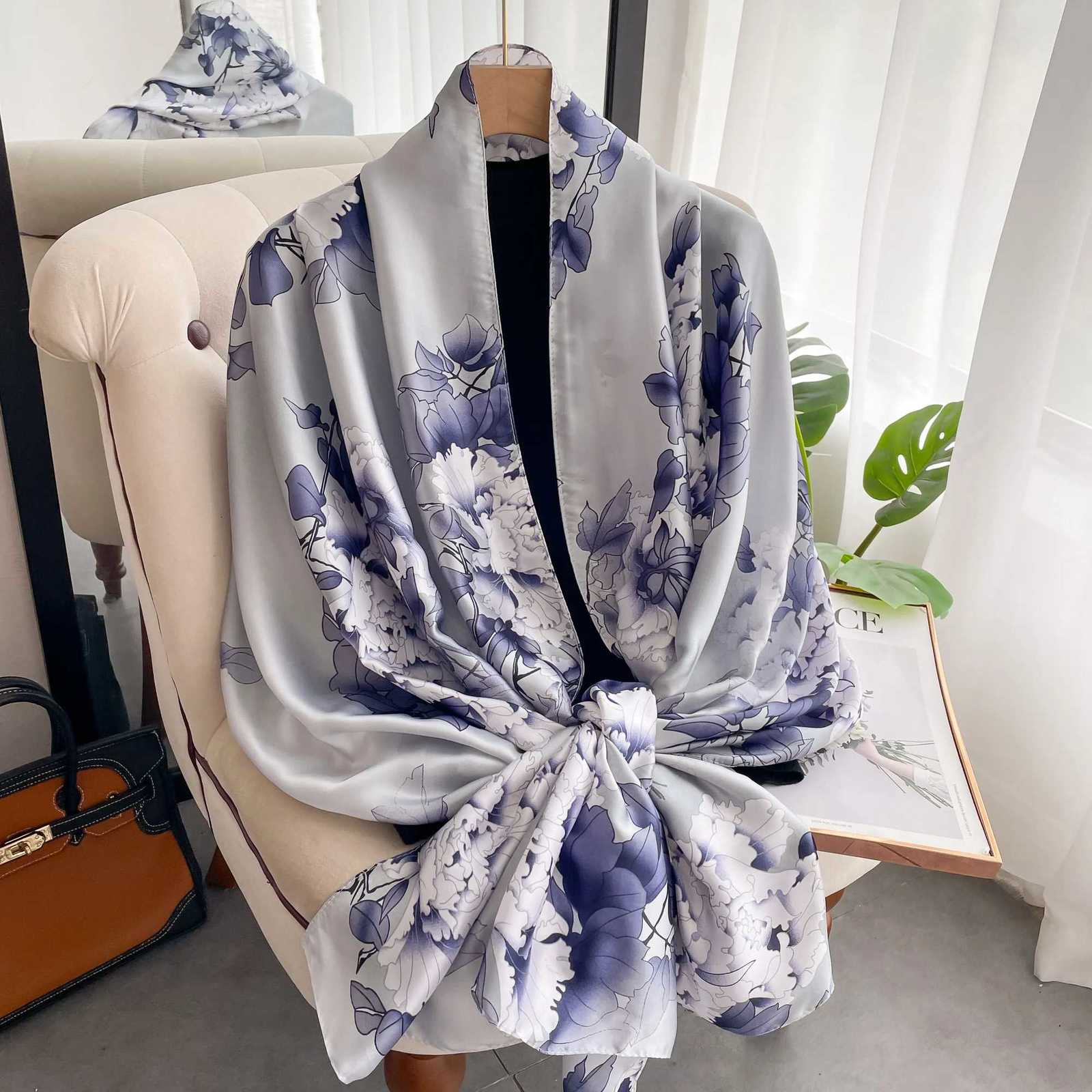 Luxury 18090cm Brand Designer Silk Scarf Female Foulard Bandana Long Shawls Wraps Winter Neck Scarves Pashmina Lady Hijab Luxury New Y251115