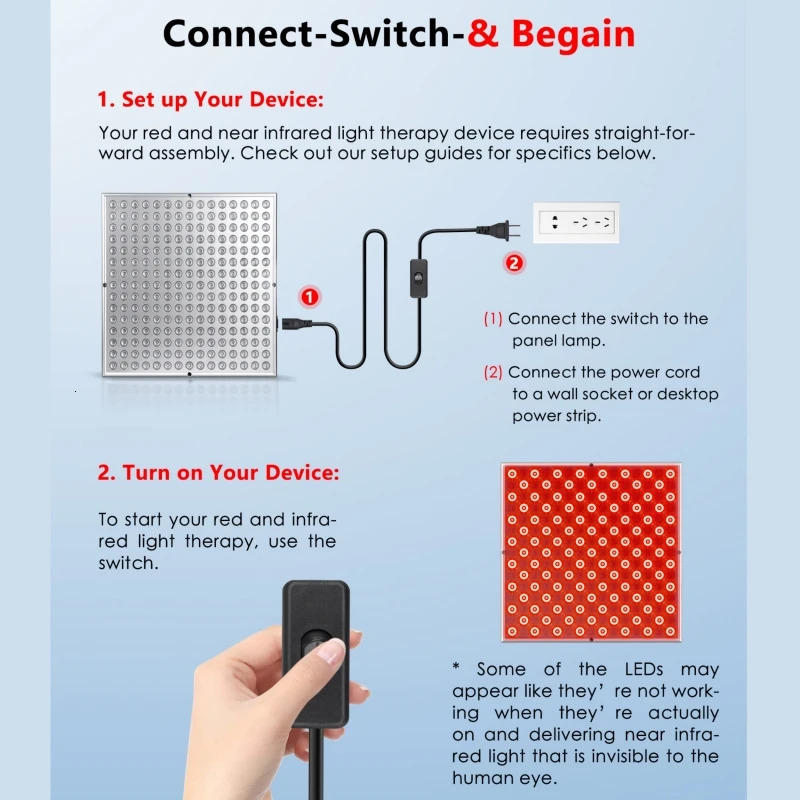 LED Red Light Panel Lamp for Facial Aging Skin Care Beauty 225 LED Light Body Pain Relief Physical Tools 251112