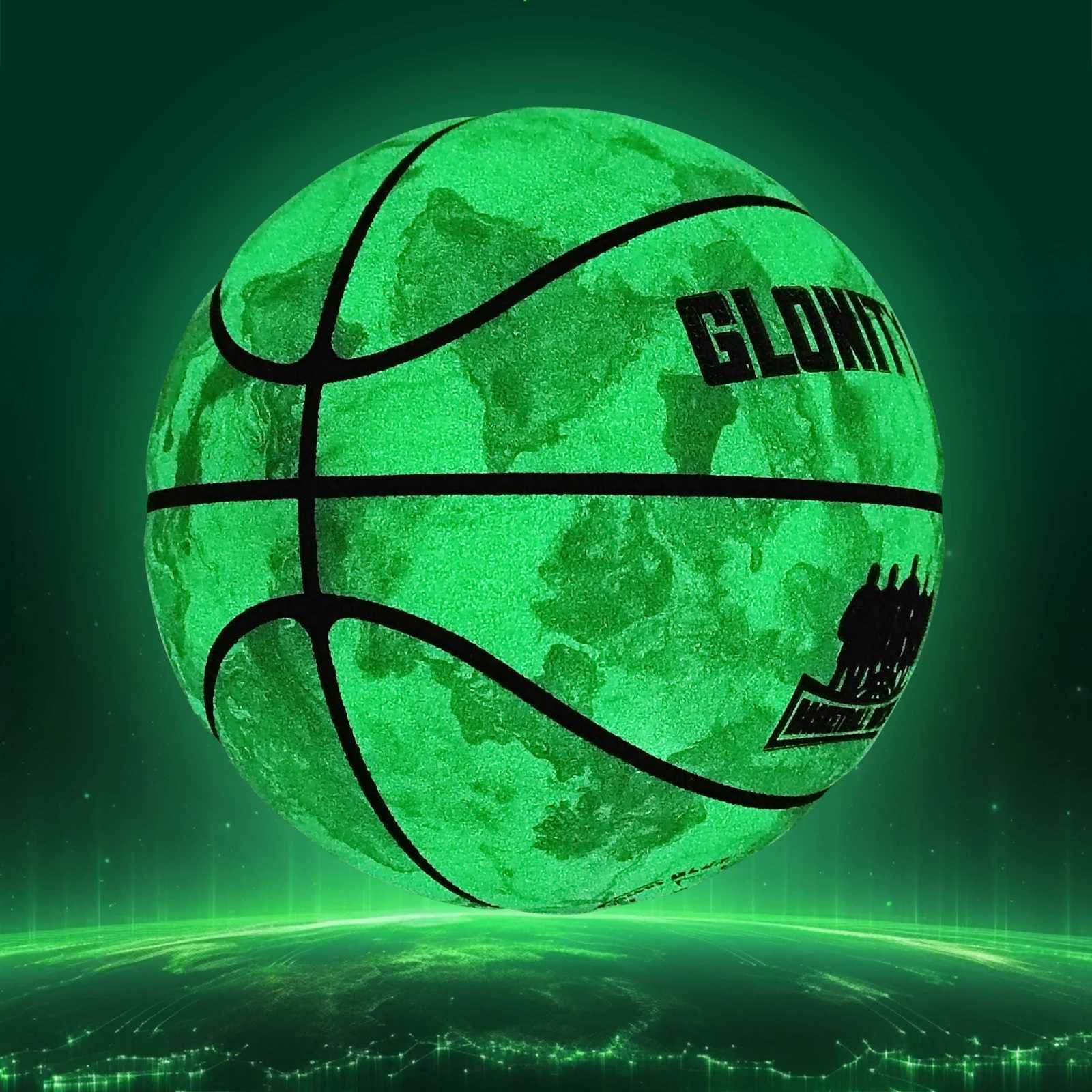 Glowing Green BasketBall For Men WomenOfficial Size 5/6/7 Soft Composite Leather InOutdoor Street Luminous Ball Night Use GameW251115