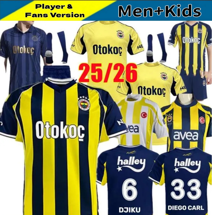 25/26 Fenerbahce Soccer Jerseys DZEKO CRESPO ARDA GULER KAHVECI JOAO PEDRO BATSHUAYI KENT TADIC DZEKO KING KAHVECI Retro 2007 08 09 Men Football SHIRTS Kids Kits