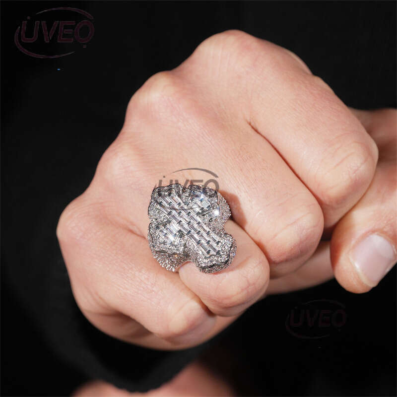 925 Jewelry Moissanite Ring Iced Out Gold VVS Moissanite Diamond Hip Hop Pass Diamond Tester Fashion Sterling Silver Mens