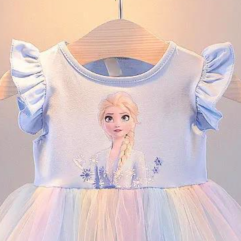 DISNEY kids designer clothes dress summer baby clothes Children's designer Elsa short sleeve dress princess dress for baby girls