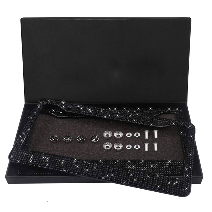 2 Pack Luxury Handcrafted Bling Rhinestone Premium Crystal Car License Plate Frame For USA Canada Truck Women Grils Accessries