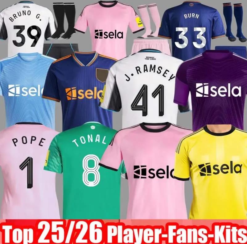 Newcastled United 25 26 TONALI NEWCASTL E soccer jerseys BLACK Kids BARNES BRUNO G. Gordon ISAK Football Shirt Home Away Botman fans 666