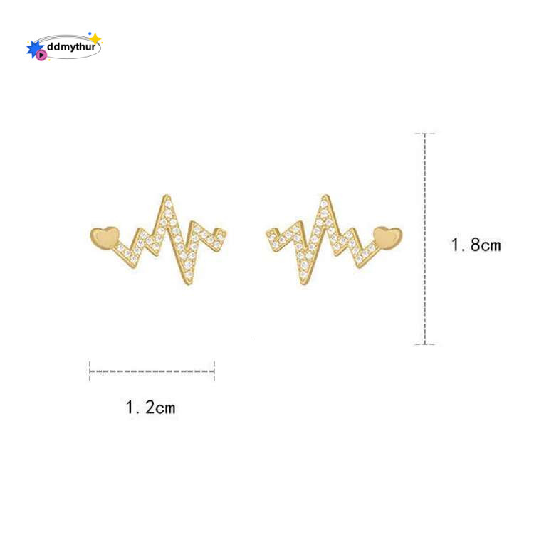 Cute Heartbeat Stud Earrings Medical ECG Romantic Heart Earing For Women Geometric Wave Lighing Daily Wear Jewelry Gift Bijoux ddmythur