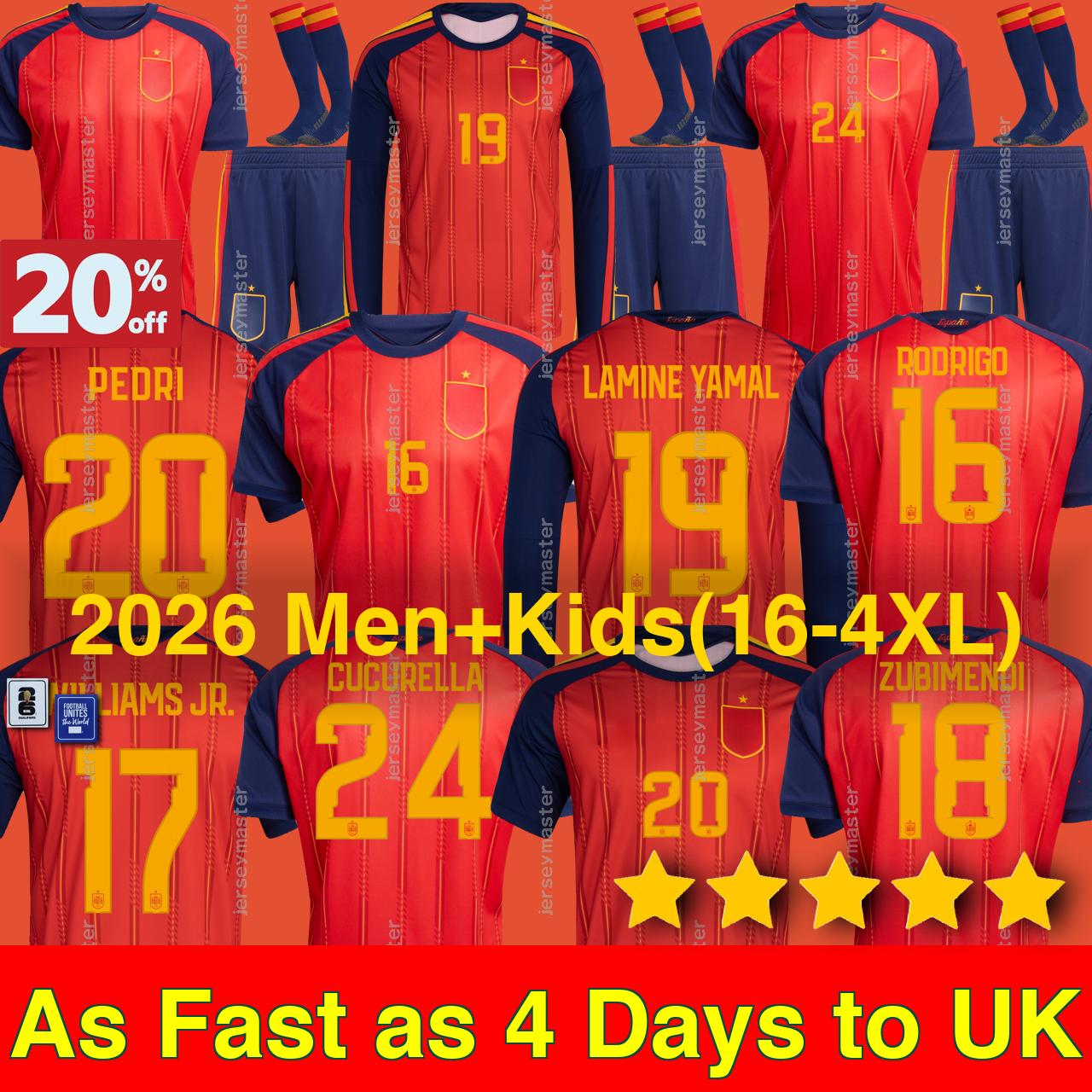 Spain Jersey 2026 Spain Soccer Jerseys 2025 2026 football jersey LAMINE YAMAL RODRIGO CUCURELLA AYOZE CARVAJAL ZUBIMENDI FABIAN FERMIN FERRAN OLMO PEDRO PORRO kids
