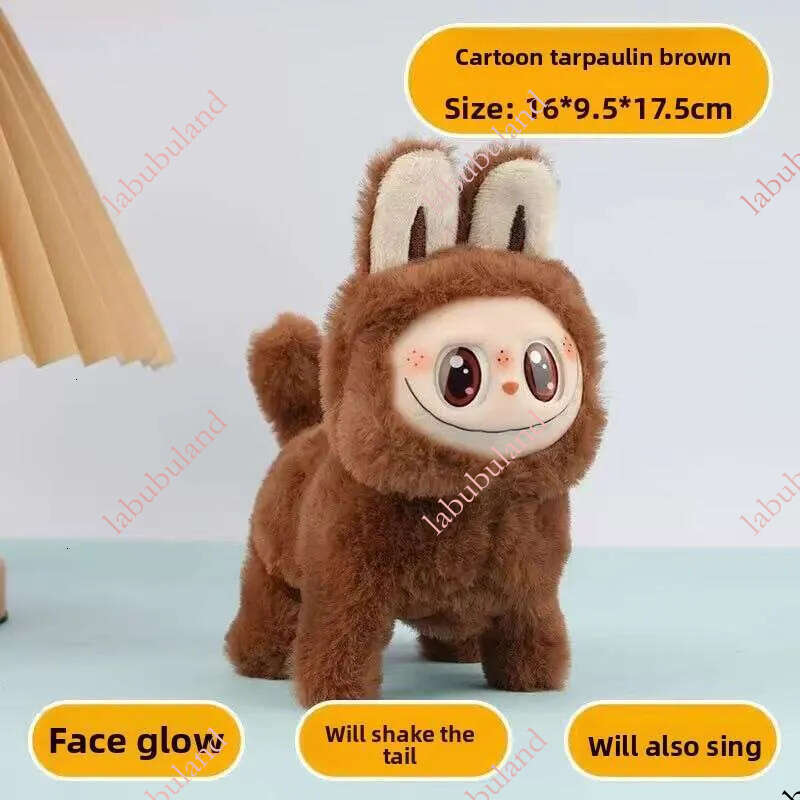 Pull Plush Cartoon Glowing Face Electric Silicone Walking Singing Labubu Children's Toy