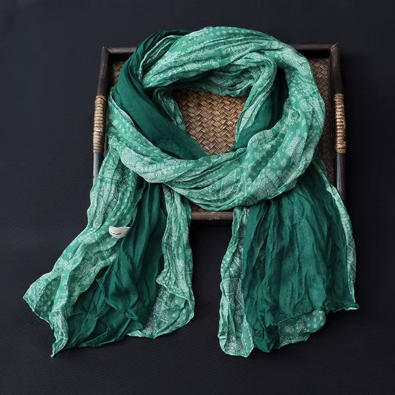 T477 scarf pleated versatile solid color floral silk scarf spring and autumn new neck warm shawl neck scarf female