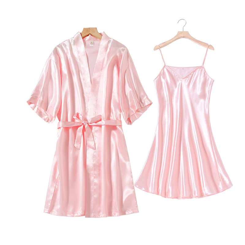 X156-Summer new ice silk suspender nightdress women's thin sexy silk beautiful back pajamas loose large size home clothes