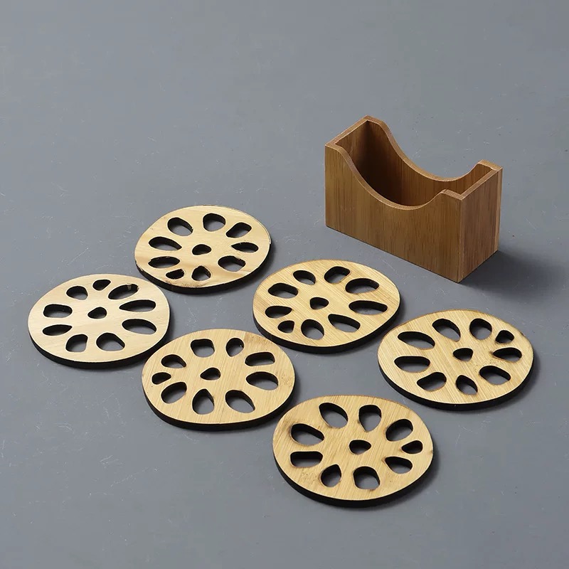Wooden hollowed-out coaster set - essential for table protection