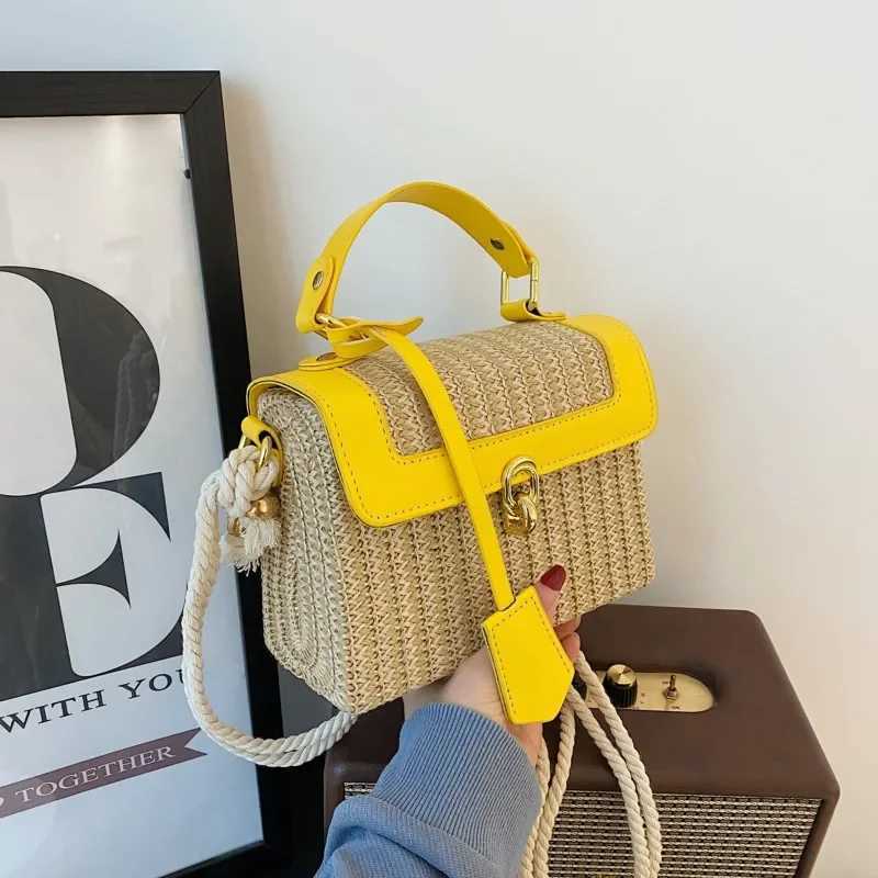 Beach Straw Crossbody Bag For Women 2024 New Designer Boho Summer Bag Pu Leather Handbag And Purse Travel Cross Body Phone BagC250415