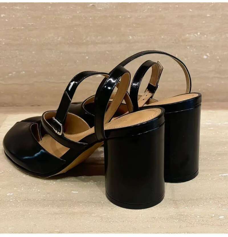 Ins style Fashion Patent Leather Split Toe Women Pumps Spring Summer Thick High heels Sgbacks Female hot Tabi Chunky Casual Shoes