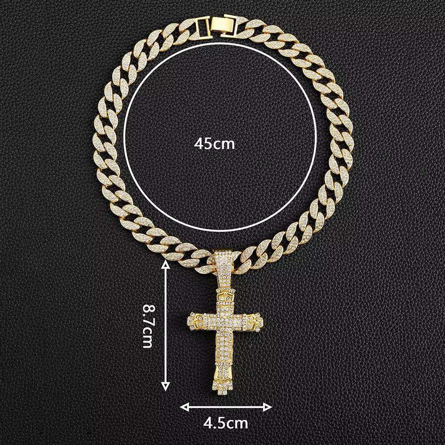 DHcollection NL2208 Cross Pendant Necklace for Men Hip Hop Bg With Crystal Miami Cuban Chain Fashion Jewelry