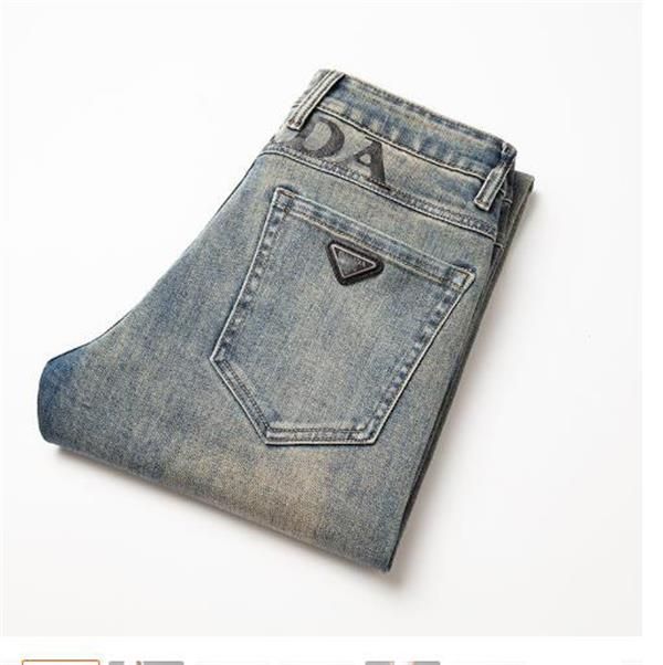 Men's Designer Skinny Jeans - Light Wash Straight-Leg denim Pants Fashionable Slims Versatile Casual High-End Eur