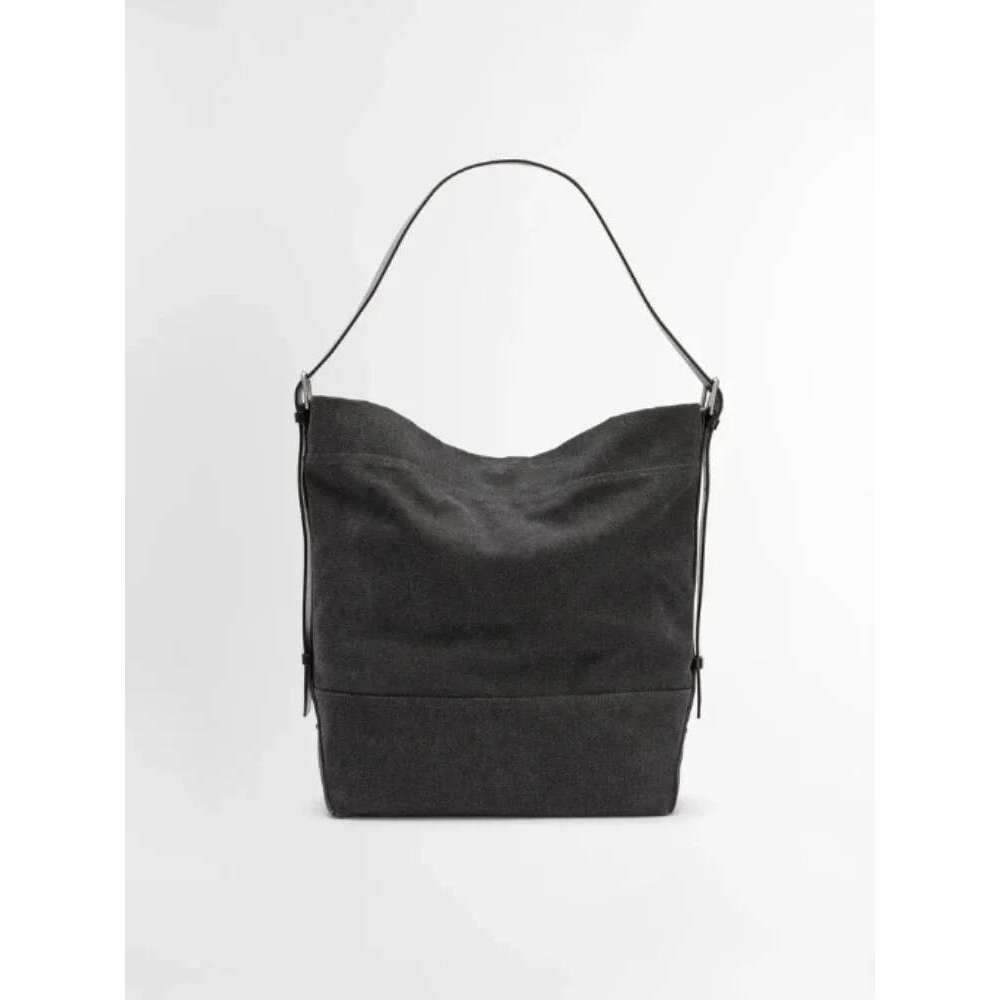 2025 New Canvas Tote Cowhide Adjustable Strap One Shoulder Underarm Casual Brand Women's Bag