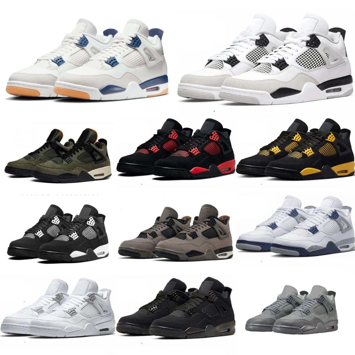 J4 4 Navy Basketball Sports Shoes Jump Men 4S Military Black Cat 2025 Sail RetroES Trainers Shoe Wet Cement Thunder White Undefeated Cave Stone Women Outdoor Sneakers