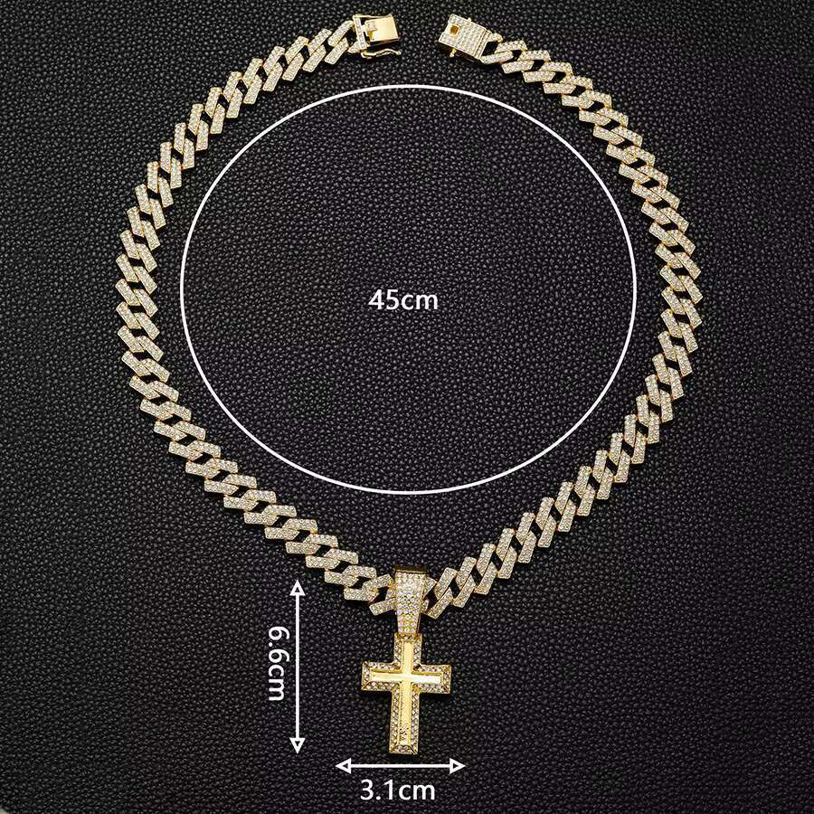 DHcollection Hip Hop Men's Jewelry Iced Out 15mm Width Cuban Chain With Alloy