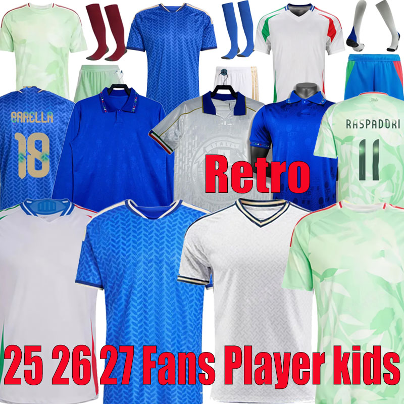 Italy Jersey 2026 World Cup Soccer Jerseys Men Kids Football Shirts 26 27 Home Away Fans Player RETEGUI BARELLA GOALKEEPER FRATTESI PELLEGRINI Training Retro jersey
