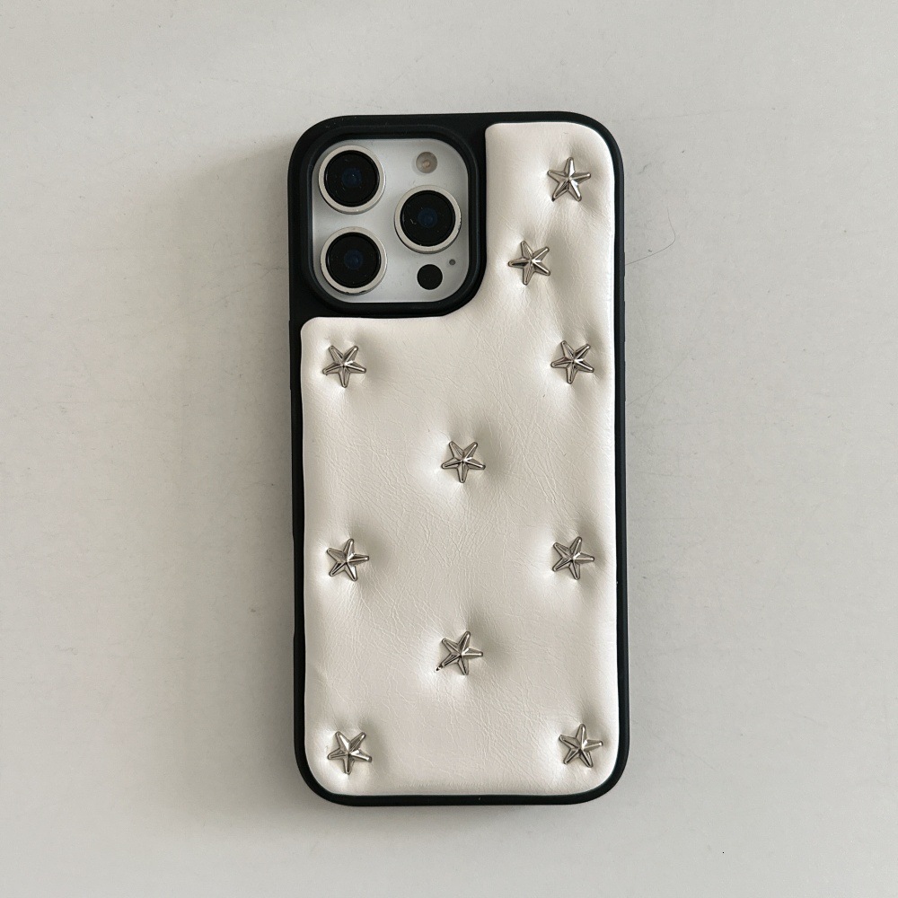 Full Screen Little Stars Rivet Phone Case Compatible with iPhone 17/16 Pro Max Personalized Solid Color iPhone 15/14 Pro