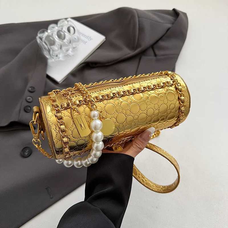 Cylinder Shape Crossbody Phone Bag Solid Color Pu Leather Women s Bag Fashion Chain Handbag Gold Evening Clutch Bag Luxury Bols K251115