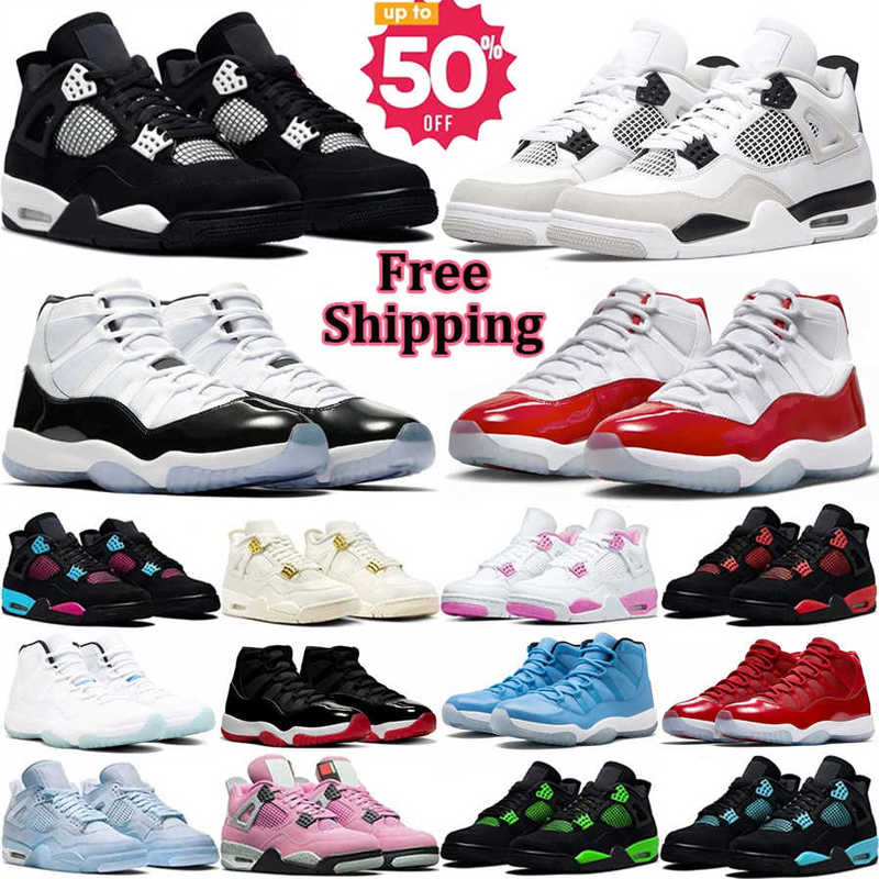 Designer 4 and 11 Basketball Shoes for Women Military Sail Red Black Cement Yellow Thunder White Oreo Cool Grey Blue University Seafoam Men with Box