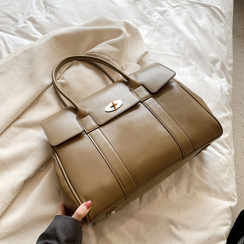 2024 Genuine Leather Women's Briefcase: Versatile Shoulder Crossbody Handbag for Ladies, Brown