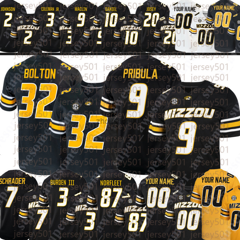 9 Pribula Football Jersey 32 Bolton Schrader 3 Coleman Jr Burden III 10 Daniel Custom Men Youth Women Jerseys