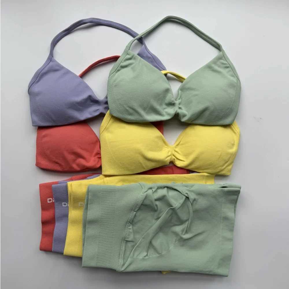 DF Impact Gym Set 2-piece Womens Shoulder Strap Yoga Bra Top Exercise Scrunch Shorts Exercise Set Fitness Clothing Seam Yoga SetXJ250415